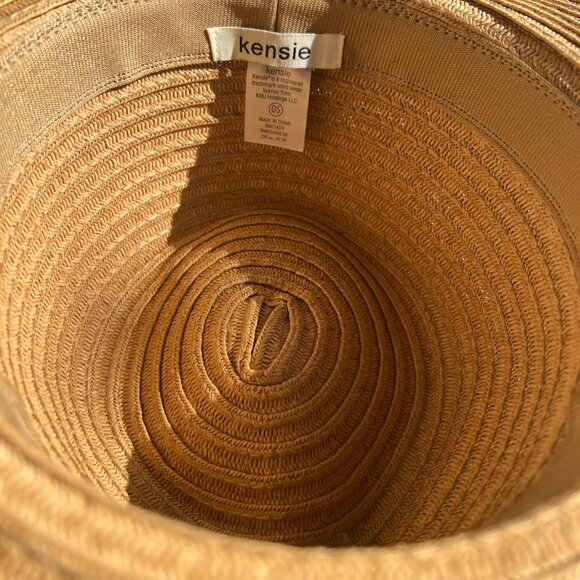 Kensie Straw Beach Hat with Hand painted White Stripes - So Chic! - Picture 5 of 14